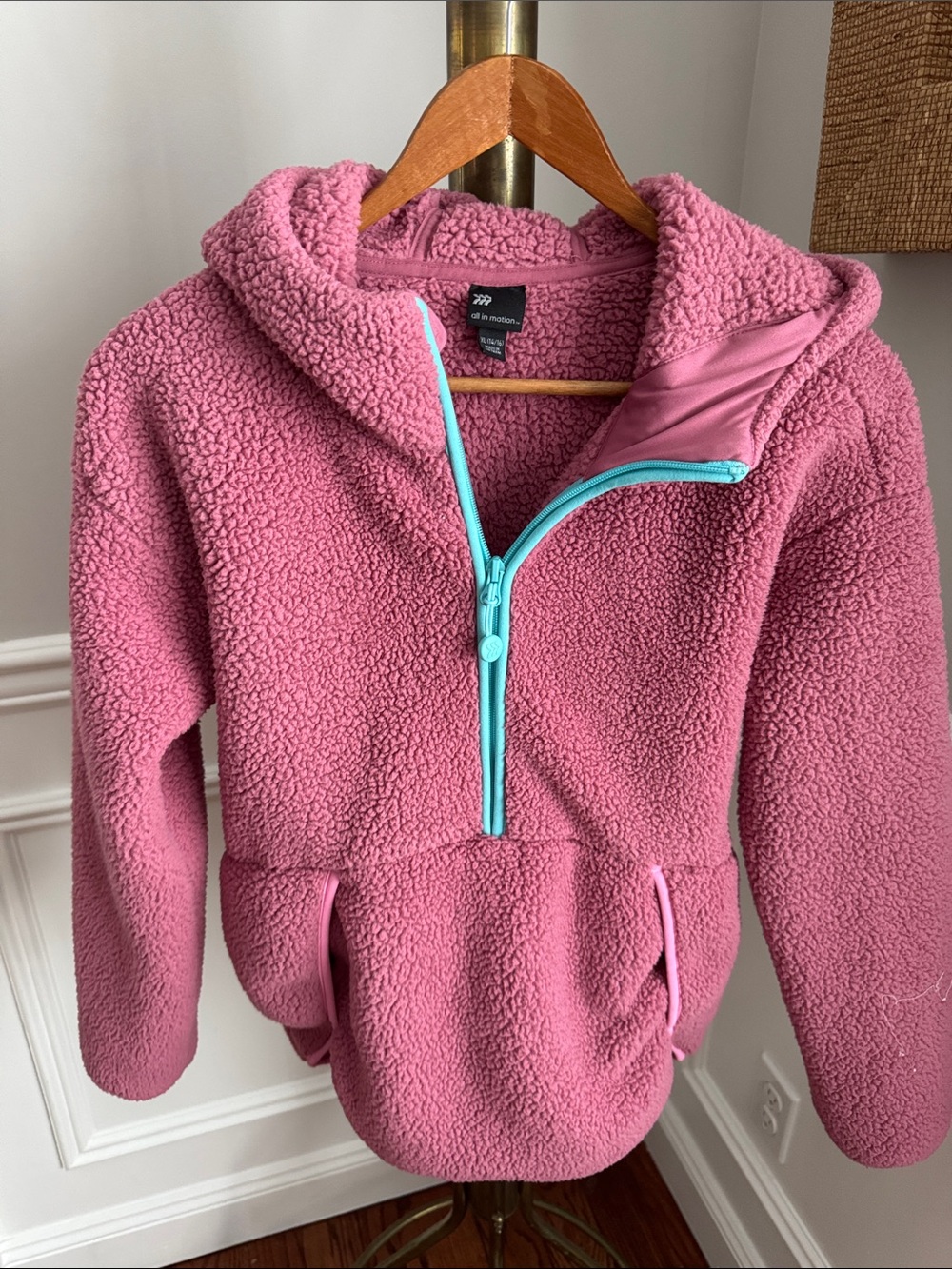 Pink Sherpa Half-Zip Hoodie for Kids -